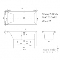 Ванна прямокутна Villeroy&Boch Squaro UBQ170SQR2V
