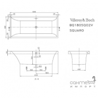 Ванна прямоугольная Villeroy&Boch Squaro UBQ180SQR2V