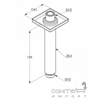 Потолочный кронштейн для верхнего душа с квадратным отражателем 150 мм Kludi A-Qa 6653505-00