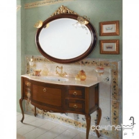 Зеркало для ванной комнаты Lineatre Savoy Pelle 83001 светлый орех отделка сусальное золото