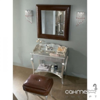Консоль с ящиком для ванной комнаты Lineatre Savoy Pelle 83061 деревянная столешница сусальное серебро