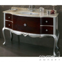 Комплект меблів для ванної кімнати Lineatre Savoy Palle 83/4 сусальне срібло з технічною тканиною мармурова стільниця