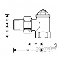 Термостатический радиаторный клапан (клапан под термоголовку) Honeywell V2000EBB10