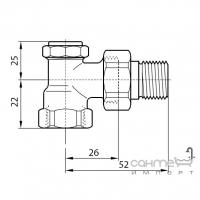 Регулируемый радиаторный запорный клапан (клапан на обратку) Honeywell V2420E0010