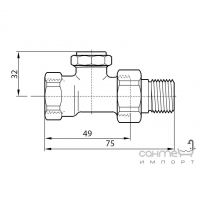 Регулируемый радиаторный запорный клапан (клапан на обратку) Honeywell V2420D0010