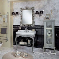 Вітрина з дверцятами для ванної кімнати Lineatre Hermitage 17052 сусальне срібло