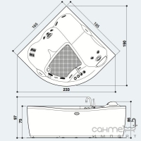 Гидромассажная ванна Jacuzzi Maxima Base с фронтальной панелью без смесителя 9443-786A