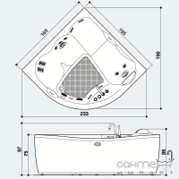 Гидромассажная ванна Jacuzzi Maxima Top с фронтальной панелью без смесителя 9F43-786A