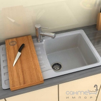 Кухонна мийка Moko Napoli граніт, чаша праворуч + обробна дошка