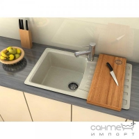 Кухонна мийка Moko Napoli граніт, чаша зліва + обробна дошка