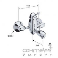 Настінний змішувач для ванни Remer Rubinetterie SpA Futura U05/CRDO Хром/Золото