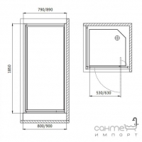 Розстібні двері, які складаються, для душової кабіни Deante Flex 90 KTL 411D графіт