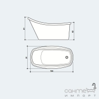 Ванна Jacuzzi Cabriolet со сливной колонной и автоматическим сливом “click-clack” 9450-701A