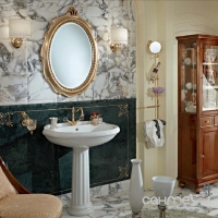 Овальне дзеркало в дереві для ванної кімнати Lineatre Londra 17003 сусальне золото