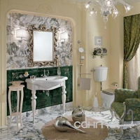 Комплект мебели для ванной комнаты Lineatre Londra 23/3 лакированный, патина серебро