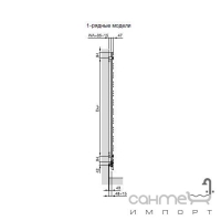 Електрична сушка для рушників Zehnder Yucca Asymmetric 478x1032 YAECR-090-50/RD 1 ряд, хром, правосторонній