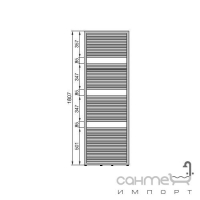 Водяной полотенцесушитель Zehnder Uneversal 600x1807 HU-180-060 1 ряд, белый