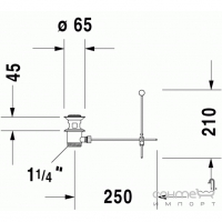 Важельно-колінний клапан для умивальника з вертикальним важелем Duravit 005051 хром