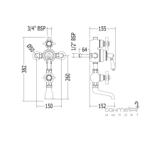 Термостатичний змішувач для ванни/душу Devon&Devon MARF60CR Хром
