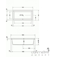 Акрилова ванна прямокутна 180х90, що вбудовується без нахилу Duravit Starck 700048