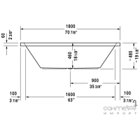 Акриловая ванна прямоугольная 180х90 встраиваемая с 2 наклонами Duravit Starck 700052