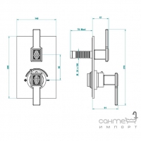 Внешний комплект к термостатическому смесителю с одним клапаном THG Lalique Metropolis Lever Clear Crystal A2B.5300B.A02 Хром полированный 