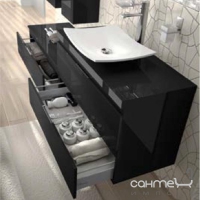 Комплект мебели для ванной Salgar Versus Black 1000 с тремя ящичками