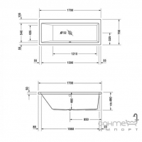 Акрилова ванна прямокутна 170х70, що вбудовується або для облицювання панелями Duravit Vero 700131 ліва