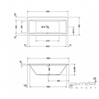 Акрилова ванна прямокутна 180х80, що вбудовується або для облицювання панелями Duravit Vero 700135
