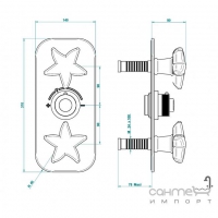 Внешний комплект к термостатическому смесителю с двумя клапанами THG Lalique Oceania A2C.5400B.A02 Хром полированный 