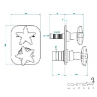 Внешний комплект к термостатическому смесителю с переключателем THG Lalique Oceania A2C.5500B.A02 Хром полированный 