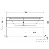 Акриловая ванна прямоугольная 210х90 с подставкой для панелей, 2 наклона для спины Duravit Sundeck 70012800