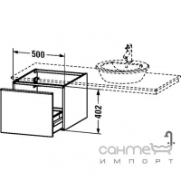 Тумбочка підвісна 50 для консолі, 1 висувна скринька Duravit Darling New DN 6771 колір на вибір