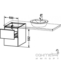 Тумбочка подвесная 40 для консоли, 2 выдвижных ящика Duravit Darling New DN 6780 в цвете