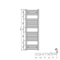 Водяний сушка для рушників Zehnder Aura 450x1217 PBZ-120-045 прямий профіль, білий