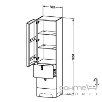 Пенал высокий 50, 2 ящика, 1 дверца, петли слева Duravit Esplanade ES 9055L0505 дуб