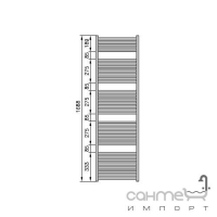 Водяной полотенцесушитель Zehnder Zeno 50 мм 1000x1688 ZN-170-100-05 белый