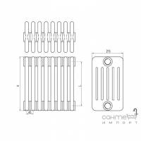 Модульный радиатор (14 секций) Irsap Tesi 6 600 RT606001401AA02