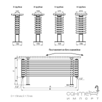 Модульный напольный радиатор под скамейку (6 секций) Irsap Teci 5 Bench Horizontal 1502 BRH515000601AA