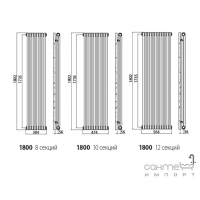 Радиатор (8 секций) Irsap Tesi 2 Хромированный 1800 RG218000850