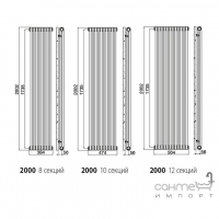 Радиатор (10 секций) Irsap Tesi 2 Хромированный 2000 RG220001050
