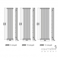Радиатор (8 секций) Irsap Tesi 3 Хромированный 2000 RG320000850