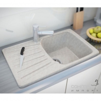 Кухонна мийка Moko Napoli онікс, чаша праворуч + обробна дошка
