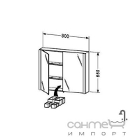 Зеркальный шкафчик с подсветкой 80 люминесцентный, 2 дверцы Duravit Happy D. HD 963602222 белый глянец