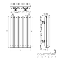 Модульный радиатор (16 секций) Irsap Sax 2 вертикальный 730 SX207301601IR01