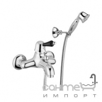 Змішувач для ванни з душовою лійкою, шлангом та настінним тримачем Giulini G Harmony Crystal F4301/S Хром