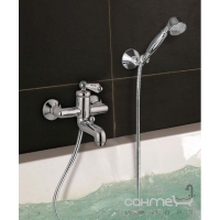 Смеситель для ванны с душевой лейкой, шлангом и настенным держателем Giulini G Hermitage Crystal F4401/S Хром
