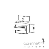 Тумбочка подвесная 65 для умывальника 045470, 2 ящика Duravit Ketho KT 6624 в цвете