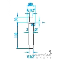 Стельовий кронштейн для душу 22х22 зі з'єднанням 1/2 Giulini G Programma Docce F1690S Хром