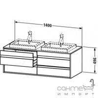 Тумбочка подвесная 140 для умывальника в столешницу справа, 4 ящика Duravit Ketho KT 6757R в цвете